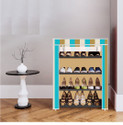 dbeautify 4 Shelf Foldable Collapsible ShoeRack Plastic Collapsible Shoe Stand (17-beige strip printed, 4 Shelves, DIY(Do-It-Yourself))