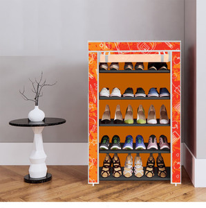 dbeautify 5 shelf foldable collapsible shoerack metal plastic shoe stand 29 _ school pattern orange 5 shelves diydo-it-yourself