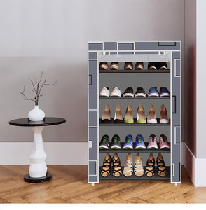 dbeautify 5 shelf foldable collapsible shoerack plastic collapsible shoe stand 24_grey awesome box 5 shelves diydo-it-yourself