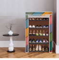 dbeautify 5 Shelf Foldable Collapsible ShoeRack Plastic Collapsible Shoe Stand (16_Colorful Wood Print, 5 Shelves, DIY(Do-It-Yourself))