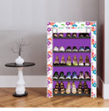 dbeautify 5 Shelf Foldable Collapsible ShoeRack Plastic Collapsible Shoe Stand (33 _ Mini Flower Purple, 5 Shelves, DIY(Do-It-Yourself))