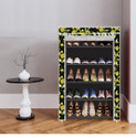 dbeautify 5 Shelf Foldable Collapsible ShoeRack Plastic Collapsible Shoe Stand (26_Black Daisy Floral, 5 Shelves, DIY(Do-It-Yourself))