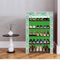 dbeautify 5 Shelf Foldable Collapsible ShoeRack Plastic Collapsible Shoe Stand (22_Green Rabbit Print, 5 Shelves, DIY(Do-It-Yourself))
