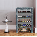 dbeautify 5 Shelf Foldable Collapsible ShoeRack Plastic Collapsible Shoe Stand (12_Grey House Cartoon, 5 Shelves, DIY(Do-It-Yourself))