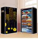 dbeautify 5 Shelf Foldable Collapsible Wardrobe Storage Organizer Almirah Cloth Rack Carbon Steel Collapsible Wardrobe (Finish Color - Black -11, DIY(Do-It-Yourself))