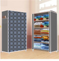 dbeautify 5 Shelf Foldable Collapsible Wardrobe Storage Organizer Almirah Cloth Rack Carbon Steel Collapsible Wardrobe (Finish Color - Grey-1, DIY(Do-It-Yourself))