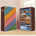 dbeautify 5 Shelf Foldable Collapsible Wardrobe Storage Organizer Almirah Cloth Rack Carbon Steel Collapsible Wardrobe (Finish Color - Brown -16, DIY(Do-It-Yourself))