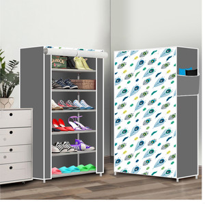 dbeautify 6 shelf foldable collapsible shoerack plastic collapsible shoe stand 20grey peacock feather 6 shelves diydo-it-yourself