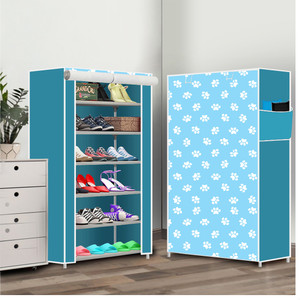 dbeautify 6 shelf foldable collapsible shoerack plastic collapsible shoe stand 27blue baby paw 6 shelves diydo-it-yourself