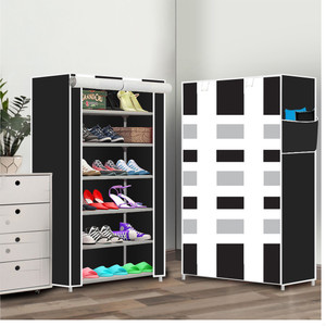 dbeautify 6 shelf foldable collapsible shoerack plastic collapsible shoe stand 6black 6 shelves diydo-it-yourself
