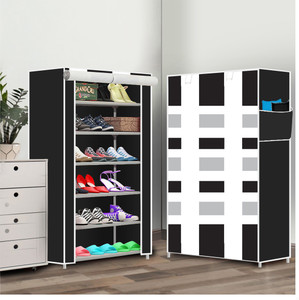 dbeautify 6 shelf foldable collapsible shoerack metal plastic shoe stand 6black 6 shelves diydo-it-yourself