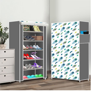 dbeautify 6 shelf foldable collapsible shoerack plastic collapsible shoe stand 20grey peacock feather 6 shelves diydo-it-yourself