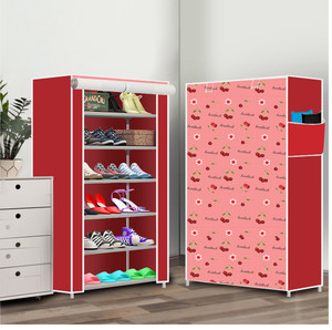 dbeautify 6 shelf foldable collapsible shoerack plastic collapsible shoe stand 10cherry red 6 shelves diydo-it-yourself