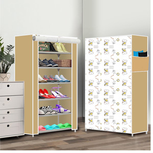 dbeautify 6 shelf foldable collapsible shoerack plastic collapsible shoe stand 31  dogi biege 6 shelves diydo-it-yourself