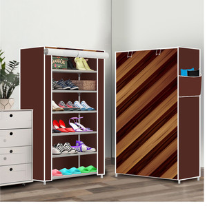 dbeautify 6 shelf foldable collapsible shoerack plastic collapsible shoe stand 14brown wall panel 6 shelves diydo-it-yourself