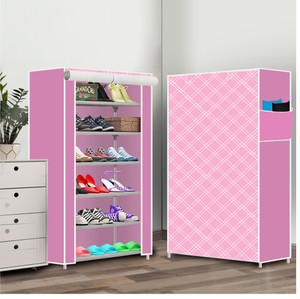 dbeautify 6 shelf foldable collapsible shoerack plastic collapsible shoe stand 28  pink diagonal 6 shelves diydo-it-yourself