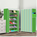 dbeautify 6 Shelf Foldable Collapsible ShoeRack Plastic Collapsible Shoe Stand (4|Green strips, 6 Shelves, DIY(Do-It-Yourself))