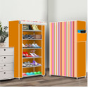 dbeautify 6 Shelf Foldable Collapsible ShoeRack Plastic Collapsible Shoe Stand (8|Orange, 6 Shelves, DIY(Do-It-Yourself))