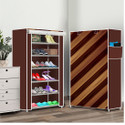 dbeautify 6 Shelf Foldable Collapsible ShoeRack Plastic Collapsible Shoe Stand (14|Brown Wall Panel, 6 Shelves, DIY(Do-It-Yourself))