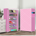dbeautify 6 Shelf Foldable Collapsible ShoeRack Metal, Plastic Shoe Stand (28 | Pink Diagonal, 6 Shelves, DIY(Do-It-Yourself))