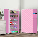 dbeautify 6 Shelf Foldable Collapsible ShoeRack Plastic Collapsible Shoe Stand (28 | Pink Diagonal, 6 Shelves, DIY(Do-It-Yourself))