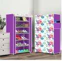 dbeautify 6 Shelf Foldable Collapsible ShoeRack Plastic Collapsible Shoe Stand (33 | Mini Flower Purple, 6 Shelves, DIY(Do-It-Yourself))