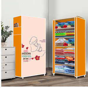 dbeautify carbon steel collapsible wardrobe finish color - orange 18 diydo-it-yourself