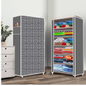 dbeautify 6 Shelf Foldable Collapsible Wardrobe Storage Organizer Almirah Cloth Rack Carbon Steel Collapsible Wardrobe (Finish Color - Grey2, DIY(Do-It-Yourself))