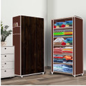 dbeautify 6 Shelf Foldable Collapsible Wardrobe Storage Organizer Almirah Cloth Rack Carbon Steel Collapsible Wardrobe (Finish Color - Brown (15), DIY(Do-It-Yourself))