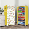 dbeautify 6 Shelf Foldable Collapsible Wardrobe Storage Organizer Almirah Cloth Rack Carbon Steel Collapsible Wardrobe (Finish Color - Warm Flower Yellow (32), DIY(Do-It-Yourself))