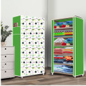 dbeautify 6 Shelf Foldable Collapsible Wardrobe Storage Organizer Almirah Cloth Rack Carbon Steel Collapsible Wardrobe (Finish Color - Butterfly Green3, DIY(Do-It-Yourself))