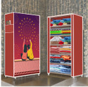 dbeautify 6 Shelf Foldable Collapsible Wardrobe Storage Organizer Almirah Cloth Rack Carbon Steel Collapsible Wardrobe (Finish Color - Maroon (35), DIY(Do-It-Yourself))