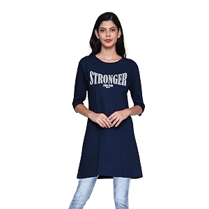 Womens 100 Cotton Round Neck Long Top