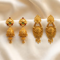 Dbell Gold Plated Brass Jhumka Floral