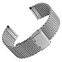 DBLACK ''BONEZ'' Mesh Chain Stainless Steel Watch Belt, Ergonomic &amp; Breathable Design Watch Strap // For 08mm, 10mm, 12mm, 14mm, 16mm, 18mm, 20mm, or 22mm Watch Band (Choose Your Size &amp; Color) (Silver,