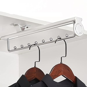 dbr aluminum metal pull out sliding clothes hanger rack wardrobe storage system cushioning feature top mounted hangers color white 1 count