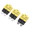 DC 12V 24V 20A Manual Reset Fuse Circuit Breaker ATO/ATC Low Profile Resettable 20 Amp Blade Fuses Breakers for Automotive Car Truck RV Solar Boat Marine ATV Motorcycle, UL, max 32 Volt DC, 3 Pack