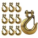 DC Cargo G70 Clevis Slip Hook with Safety Latch (Pack of 10) – 3/8 Inch Grade 70 Clevis Hooks – Heavy Duty for Trailer Truck Transport - 6,600 Lbs