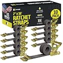 DC Cargo Mall 10 E Track Ratchet Tie-Down Cargo Straps, 2" x 16' Durable Ratcheting Strap Cargo TieDowns, Heavy Duty Grey Polyester Tie-Downs, ETrack Spring Fittings