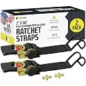 DC Cargo Mall Boat Retractable Ratchet Strap Heavy Duty Gunwale Kit &amp; Transom Tie Down Straps &amp; Heavy-Duty 2" x 38" Straps for Secure Boat or Jet Ski Trailer Transport - 2500 lbs Break Strength