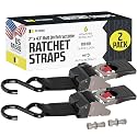 DC Cargo Mall Bolt-on Auto Retractable Ratchet Straps (2-Pack) 2” x 43", Heavy Duty, 1,809lb Break Strength – Tie Down Straps for Boat, Jet Ski, RZR, ATV