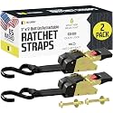 DC Cargo Mall Bolt-on Auto Retractable Ratchet Straps (2-Pack) 1” x 9ft, Heavy Duty, 1,200lb Break Strength – Tie Down Straps for Boat, Jet Ski, RZR, ATV