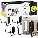 DC Cargo Mall Dual Arm Tool Hook Hanger E Track Accessories 3" Deep (4 Pack) - Garage Wall Mount, Truck, Enclosed Trailer, Storage ETrack System
