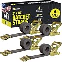 DC Cargo Mall E Track Ratchet Straps, Heavy Duty Cargo Tie-Down E Track Straps 2" x 16', (4 Pack, Grey) E Track Spring Fittings Tie Down Motorcycle, Vans, Trucks, Trailers