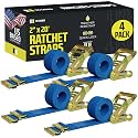 DC Cargo Mall E Track Ratchet Straps Cargo Tie-Downs, (Pack of 4) 2 x 20 Heavy Duty Blue Tie-Down Rachet Straps, Strong Ratchet Strap, E Track Spring Fittings, Tie Down Motorcycle
