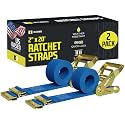 DC Cargo Mall E Track Ratchet Straps Cargo Tie-Downs, (Pack of 2) 2 x 20 Heavy Duty Blue Tie-Down Rachet Straps, Strong Ratchet Strap, E Track Spring Fittings, Tie Down Motorcycle