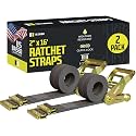 DC Cargo Mall E Track Ratchet Straps Cargo Tie-Downs, (Pack of 2) 2 x 16 Heavy Duty Grey Tie-Down Rachet Straps, Strong Ratchet Strap, E Track Spring Fittings, Tie Down Motorcycle