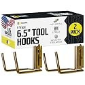 DC Cargo Mall E Track Tool Hooks 6.5” Deep (2 Pack) – Heavy Duty Black Powder-Coated Steel Hangers for Garage, Truck, Trailer, or Workshop – E Track Hook Storage for Tools and Ladder