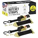 DC Cargo Mall Retractable Ratchet Straps - E-Track and Bolt-On Mounting Options (2 Pack) 1" x 6' - 4,000lbs Break Strength Heavy Duty Auto Self Retracting Tie Down Straps