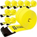 DC Cargo Mall Truck Straps, 4 inch X 30' Straps for Flatbed Trailer Heavy Duty Tie-Downs w/Flat Hooks (10-Pack) 16,500 lbs Break Strength, WLL# 5,500 lbs